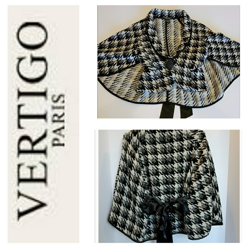 VERTIGO PARIS Black and white Cape w/collar
